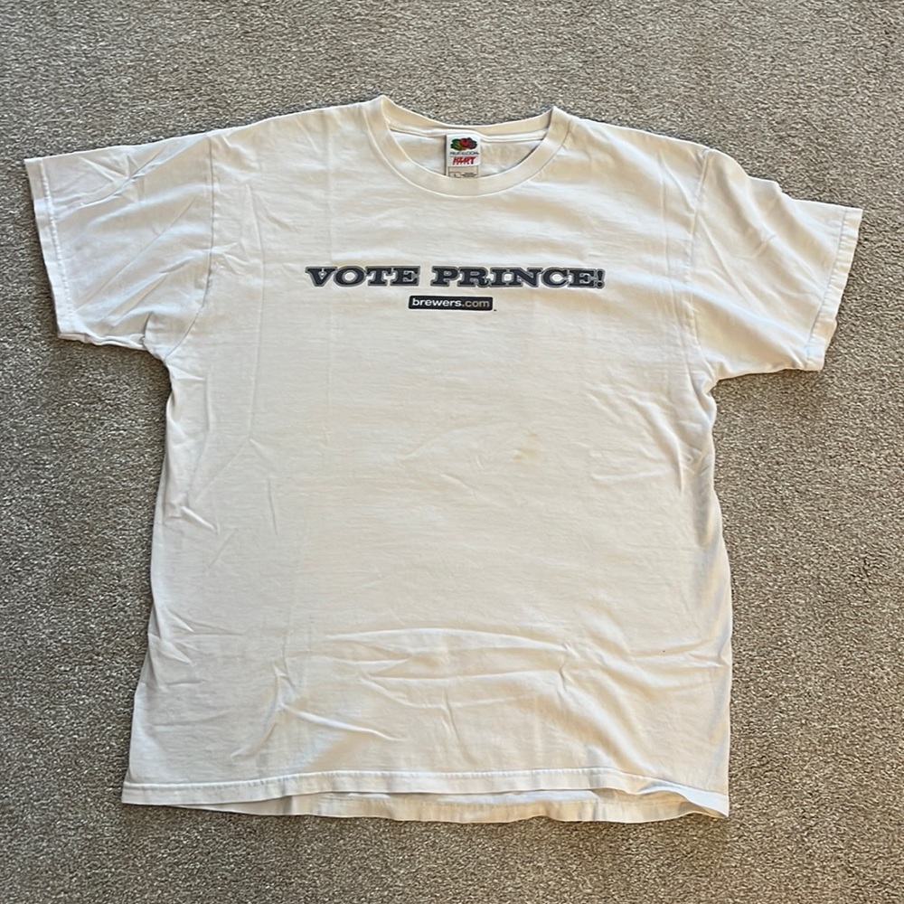 Milwaukee Brewers throwback vintage Vote Prince short sleeve T-shirt